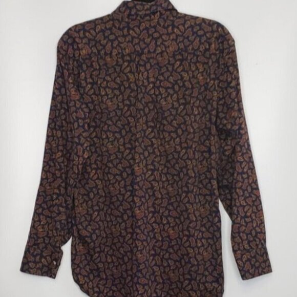 Hathaway Paisley Button Down Dress Shirt Size Medium Navy Gold Red Men's - Picture 6 of 11